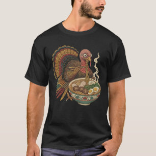 Vintage Turkey Eating Ramen, Funny Thanksgiving T-Shirt