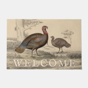 Vintage Turkey Farmhouse Thanksgiving Welcome Doormat
