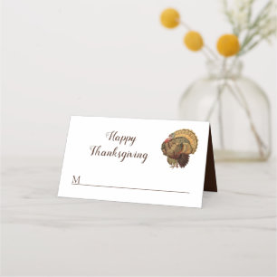 Vintage Turkey Happy Thanksgiving Place Card