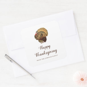 Vintage Turkey Happy Thanksgiving  Square Sticker