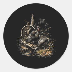 Vintage Turkey Hunting Rustic Wildlife Graphic Classic Round Sticker