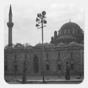 Vintage Turkey Istanbul Beyazit camii mosque Canva Square Sticker