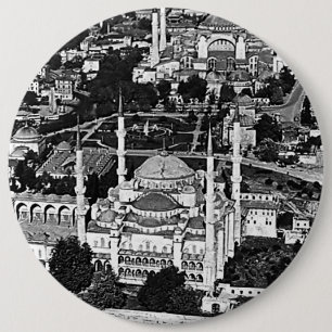 Vintage Turkey Istanbul blue mosque overview 1970 6 Cm Round Badge