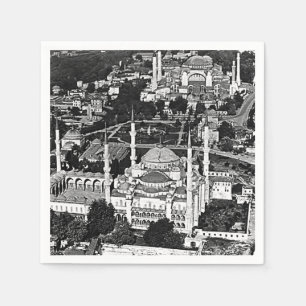 Vintage Turkey Istanbul blue mosque overview 1970 Napkin