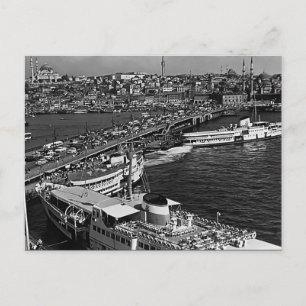 Vintage Turkey Istanbul Galata port Postcard