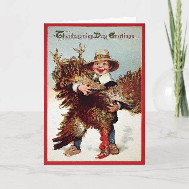Vintage Turkey Thanksgiving Holiday Card (Front)