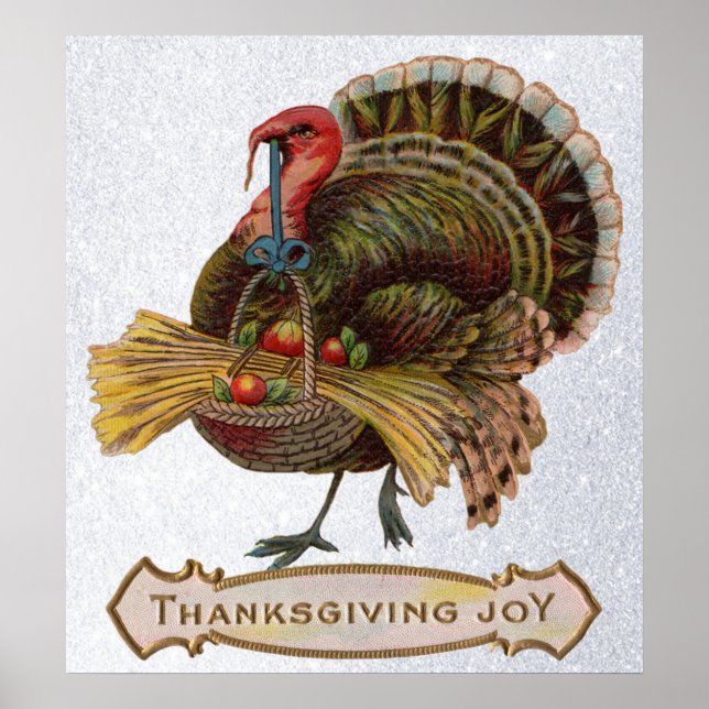 vintage turkey thanksgiving joy poster (Front)