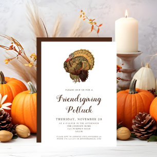 Vintage Turkey Thanksgiving Potluck Invitation