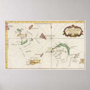 Vintage Turks and Caicos Map (1764) Poster