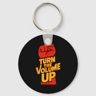 Vintage Turn The Volume Up For Men Women Key Ring
