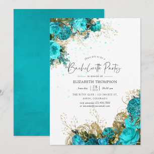 Vintage Turquoise and Gold Bachelorette Party Invitation