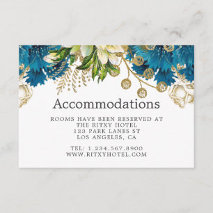 Vintage Turquoise and Gold Wedding Accommodations Enclosure Card