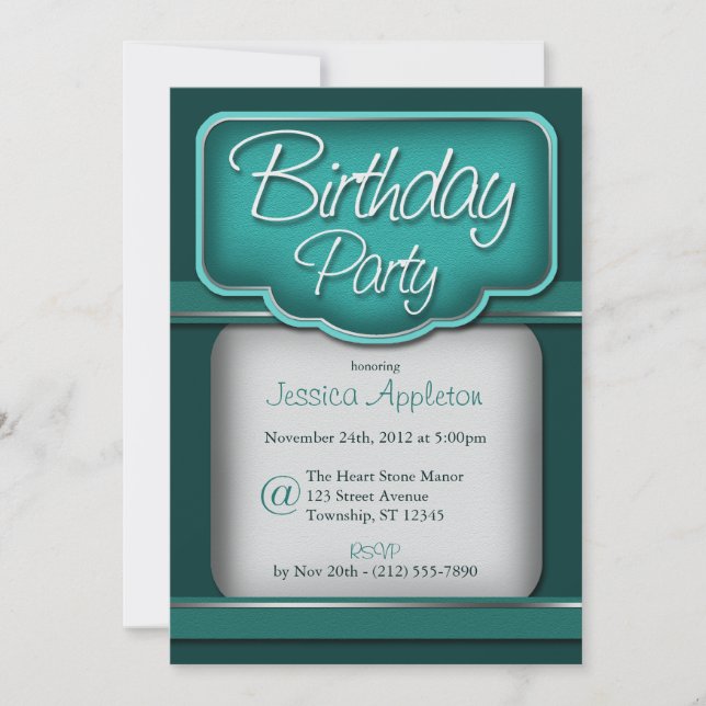 Vintage Turquoise : Birthday Party Invitations (Front)