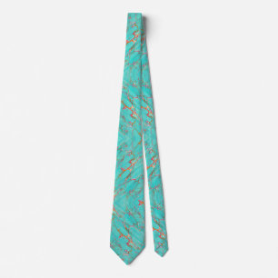 Vintage Turquoise Blue Marbled Pattern Tie