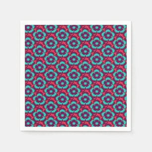 Vintage turquoise red floral Dianthus Barbatus Napkin