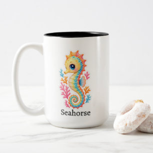 Vintage Turquoise Seahorse Nautical Coffee Mug
