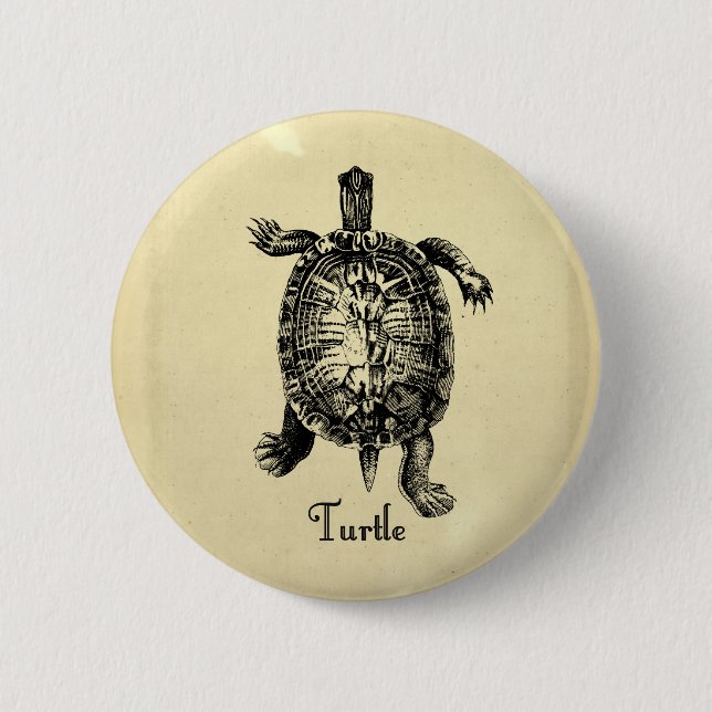 VINTAGE TURTLE 6 CM ROUND BADGE (Front)