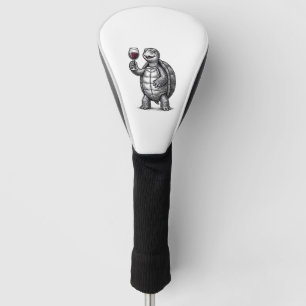 Vintage Turtle Holding Wine Glass Shirt Design_1 Golf Head Cover