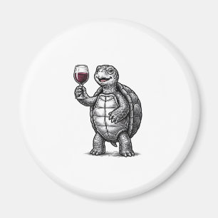 Vintage Turtle Holding Wine Glass Shirt Design_1 Magnet