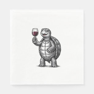 Vintage Turtle Holding Wine Glass Shirt Design_1 Napkin