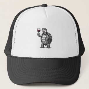 Vintage Turtle Holding Wine Glass Shirt Design_1 Trucker Hat