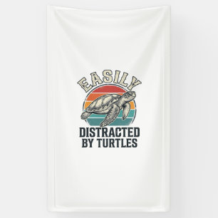 Vintage Turtle Lover Easily Distracted by Turtles  Banner