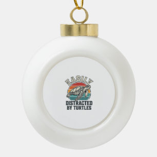 Vintage Turtle Lover Easily Distracted by Turtles Ceramic Ball Christmas Ornament
