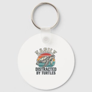 Vintage Turtle Lover Easily Distracted by Turtles  Key Ring
