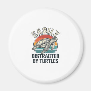 Vintage Turtle Lover Easily Distracted by Turtles  Magnet
