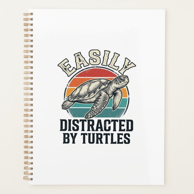 Vintage Turtle Lover Easily Distracted by Turtles  Planner (Front)