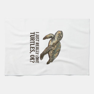 Vintage Turtle Lover Funny Sea Turtle Shirt_1 Tea Towel