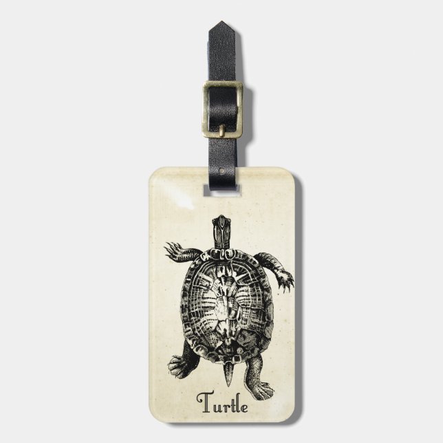 VINTAGE TURTLE LUGGAGE TAG (Front Vertical)