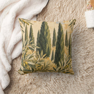 Vintage Tuscan Cypress Olive Grove Mediterranean T Cushion