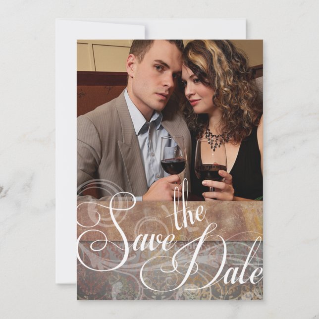 Vintage Tuscan Save the Date Photo (Front)