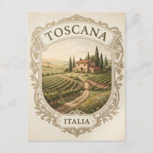 Vintage Tuscan Vineyard Label Design Postcard
