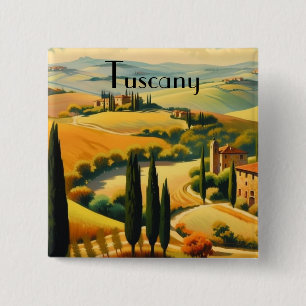 Vintage Tuscany Countryside Custom Text 15 Cm Square Badge
