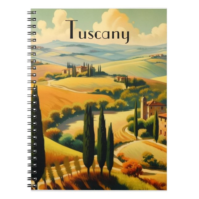 Vintage Tuscany Countryside Custom Text Notebook (Front)
