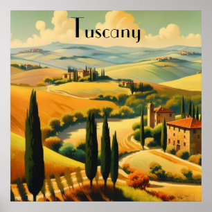 Vintage Tuscany Countryside Custom Text Poster