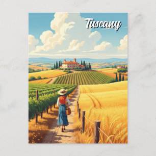 Vintage Tuscany Italy Countryside Postcard