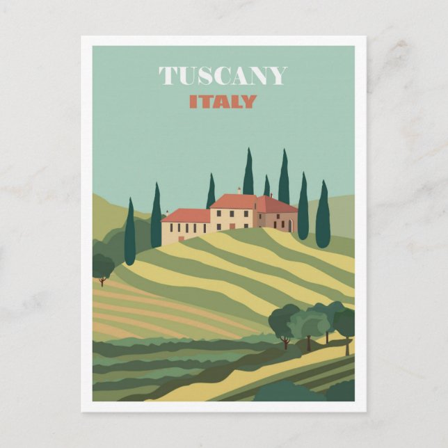 Vintage Tuscany Italy Italian Villa Retro Travel Postcard (Front)