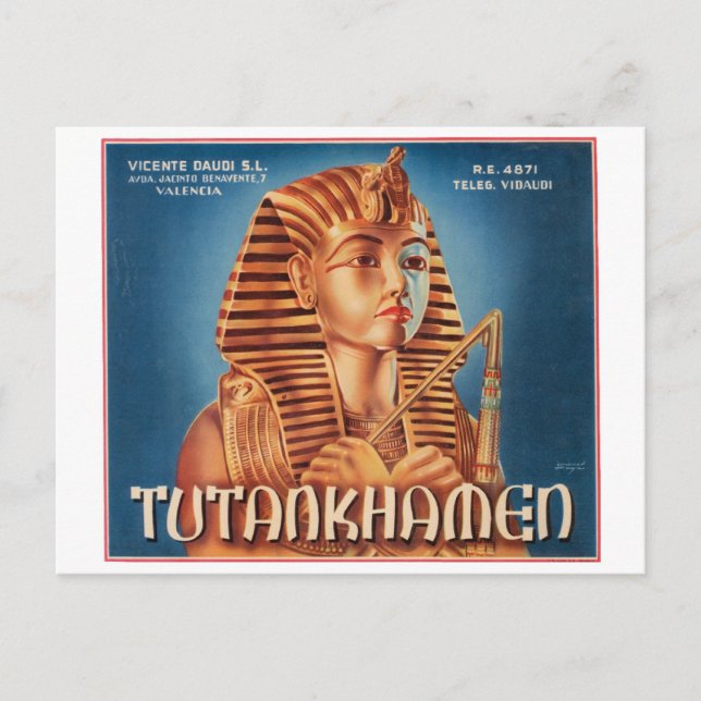 Vintage Tutankhamen Fruit Crate Label Postcard (Front)