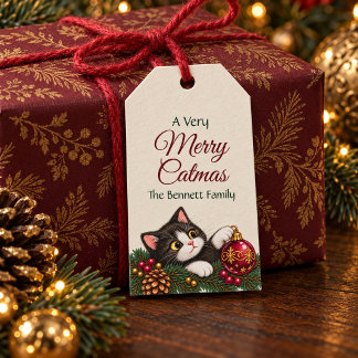 Vintage Tuxedo Cat Christmas Gift Tags