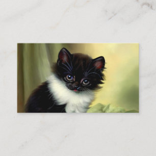 Vintage Tuxedo Kitten Illustration Enclosure Card