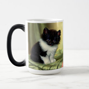 Vintage Tuxedo Kitten Illustration Magic Mug