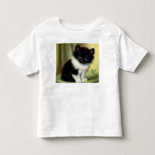 Vintage Tuxedo Kitten Illustration Toddler T-Shirt