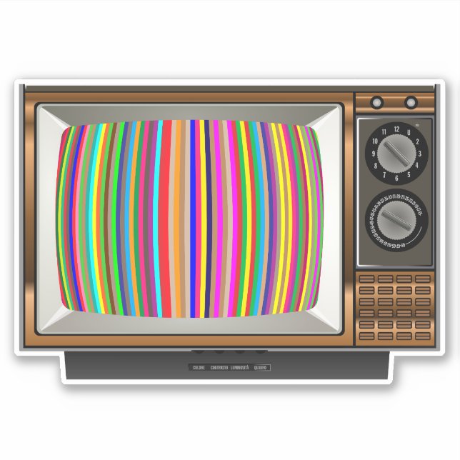 Vintage TV Sticker with Colourful Test Stripes (Front)