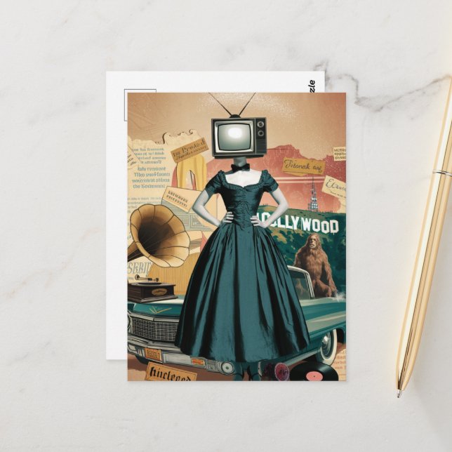 Vintage TV Woman Postcard (Front/Back In Situ)