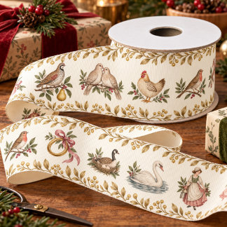 Vintage Twelve Days of Christmas Grosgrain Ribbon