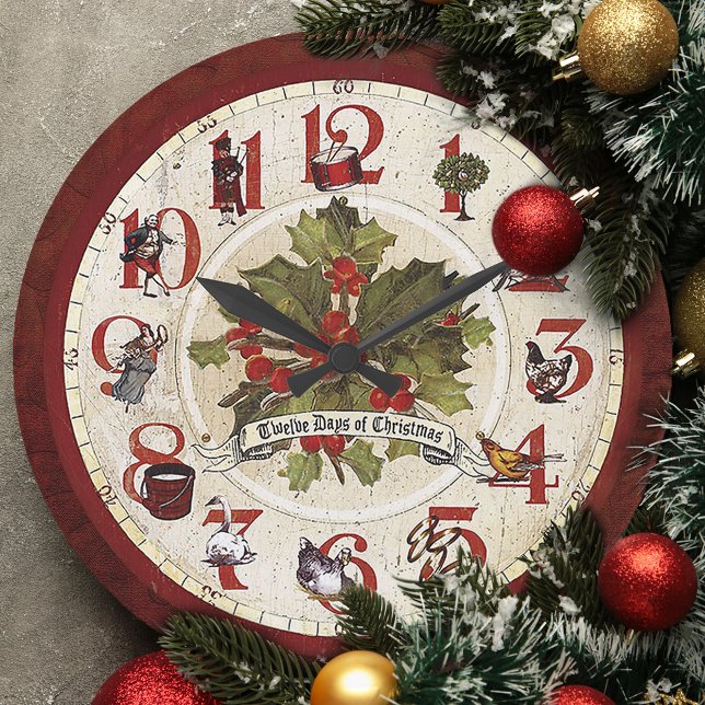 Vintage Twelve Days of Christmas Large Clock (Creator Uploaded)