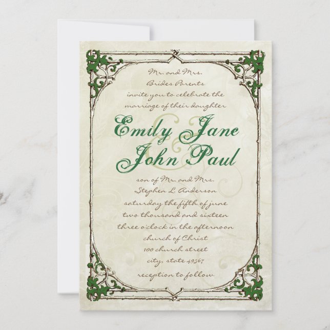 Vintage Twig Ivy Frame Wedding Invitation (Front)